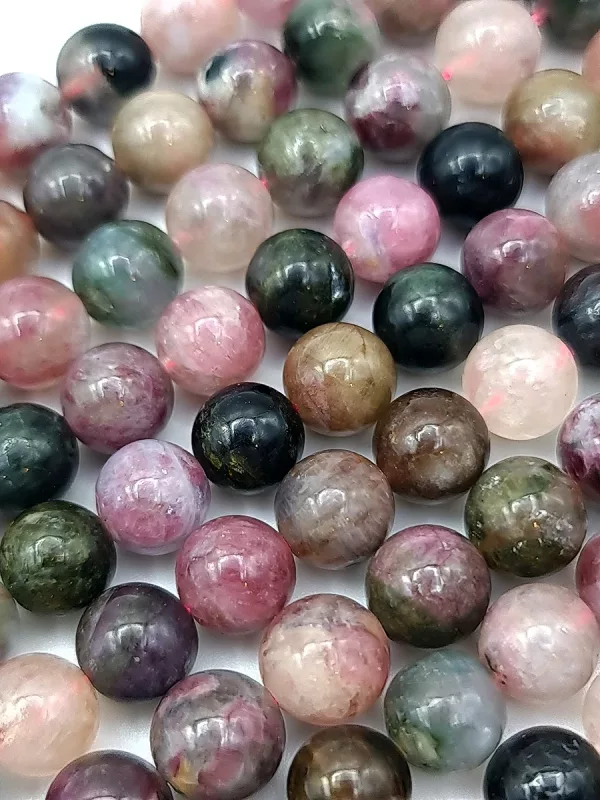 Perles tourmaline multicolore A 8mm