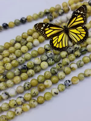 perles serpentine jaune 6mm