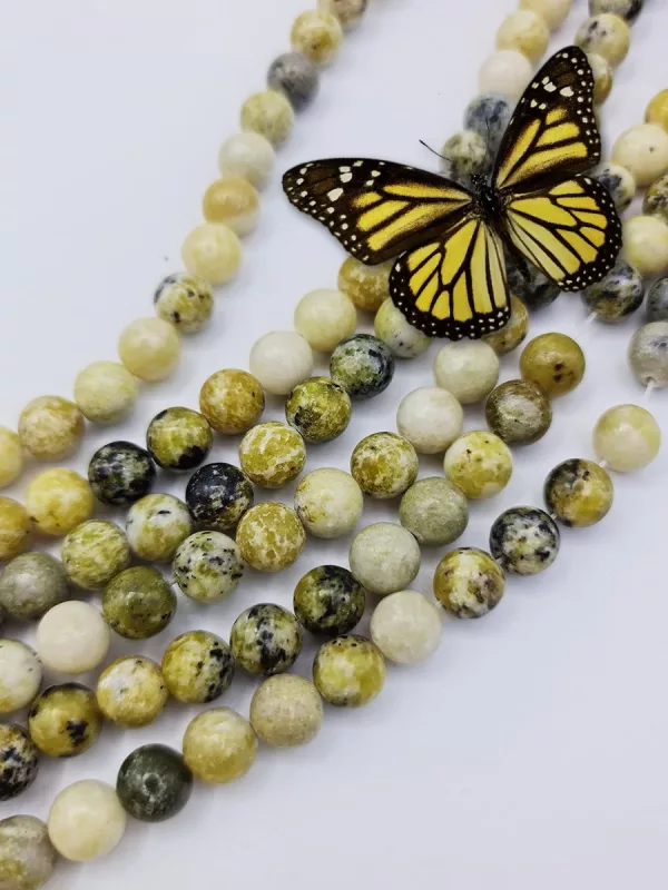 perles serpentine jaune 8mm