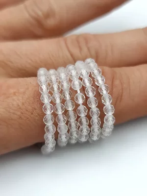 fil perles quartz / cristal de roche 3mm