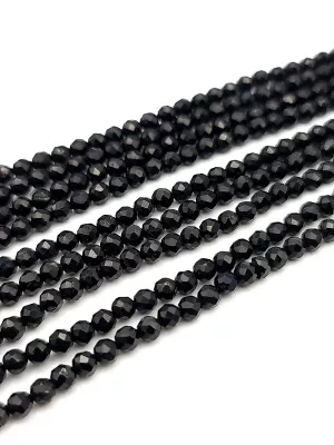 Perles facettés tourmaline noire 3mm