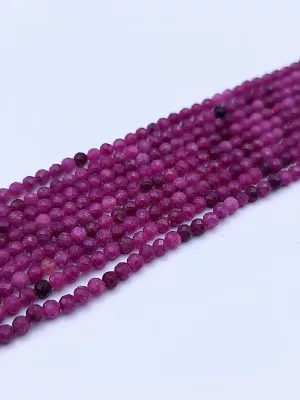 fil perles rubis A facetté 3mm