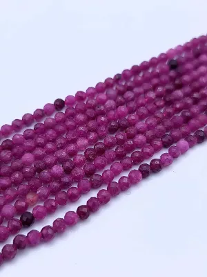 fil perles rubis A facetté 3mm