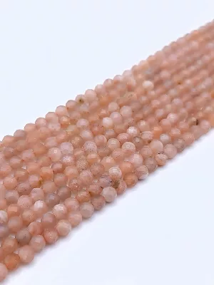 Perles facettés pierre de de lune pèche / soleil 3mm