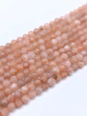 Perles facettés pierre de de lune pèche / soleil 3mm