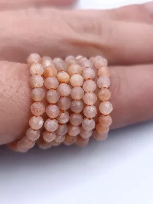 Perles facettés pierre de de lune pèche / soleil 3mm