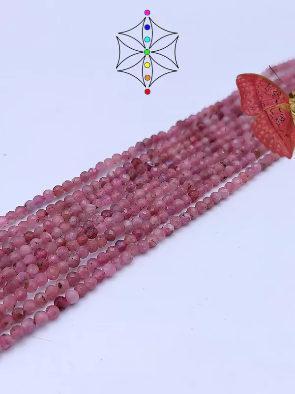 perles tourmaline rose facetté 3mm