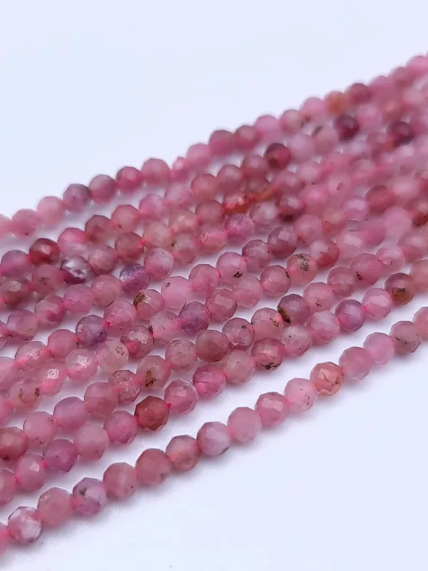 perles tourmaline rose facetté 3mm