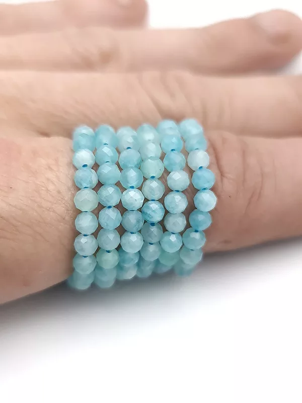 Fil de perles facetté amazonite 3mm