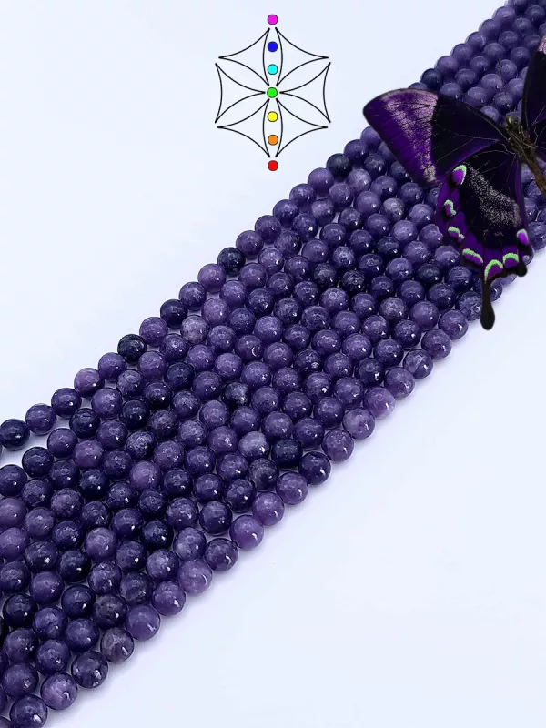 perles lépidolite violette A 6mm