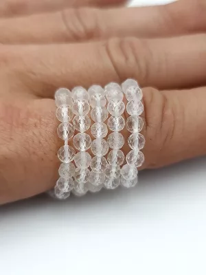 fil perles quartz / cristal de roche 4mm