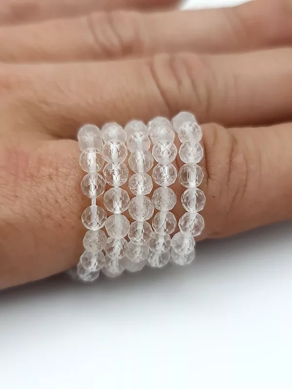 fil perles quartz / cristal de roche 4mm