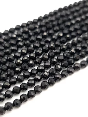 Perles facettés tourmaline noire 4mm