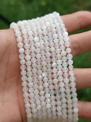 perles pierre de lune AA 4mm, fil 40cm