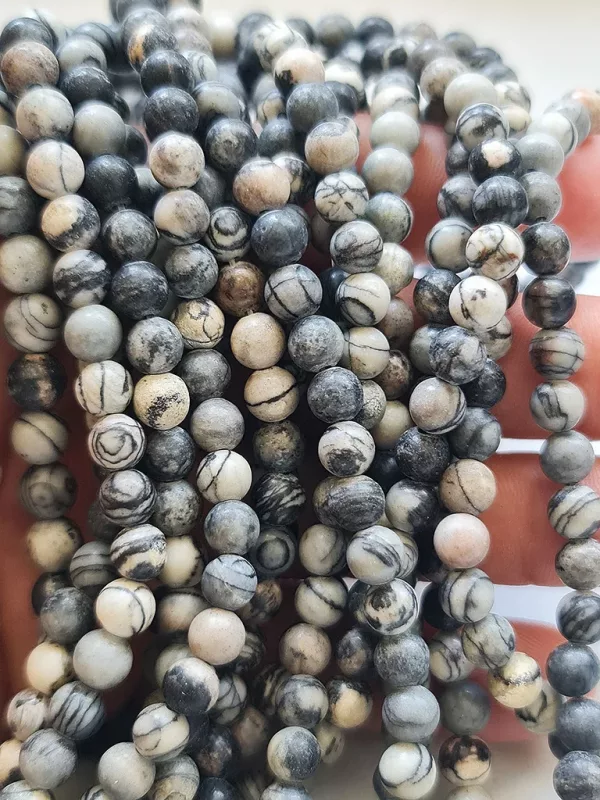 perles de jaspe toile d'araignée 6mm