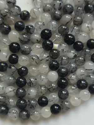 perles quartz tourmaline A 8mm