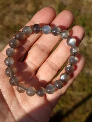 Perles pierre de lune noire/grise AAA 9,5mm