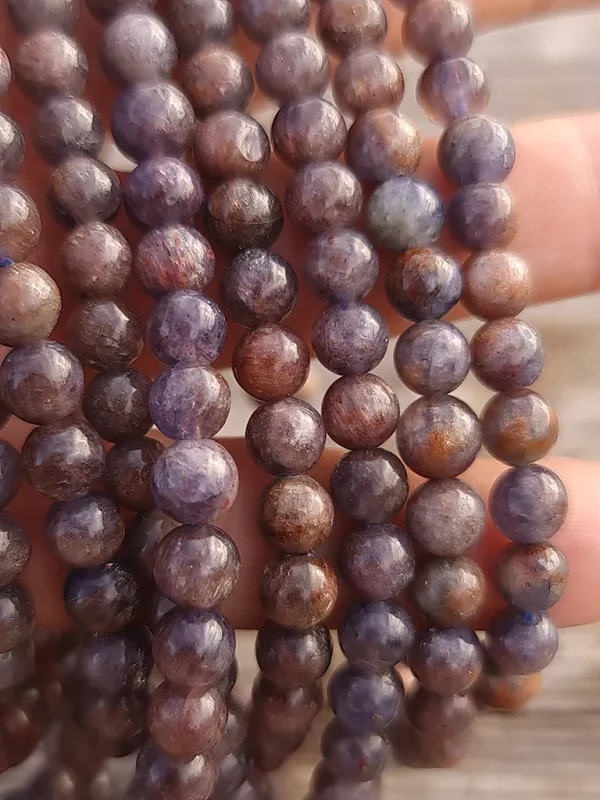 Perles iolite pierre de soleil AA 6mm