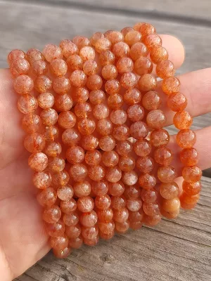 Perles pierre de soleil 6mm 6,5mm 7mm