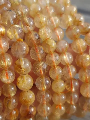 Perles quartz rutile AA 8mm