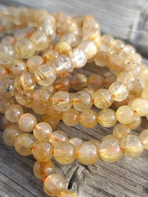 Perles quartz rutile AA 8mm