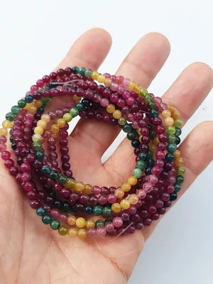 perles tourmaline multicolore AAA 4mm