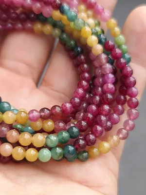 perles tourmaline multicolore AAA 4mm