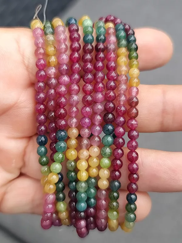 perles tourmaline multicolore AAA 4mm