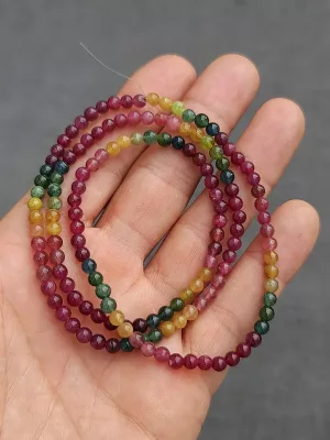 perles tourmaline multicolore AAA 4mm