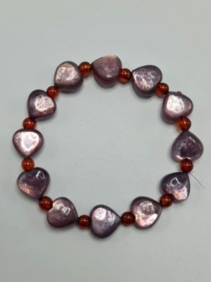 bracelet coeur lepidolite AAA