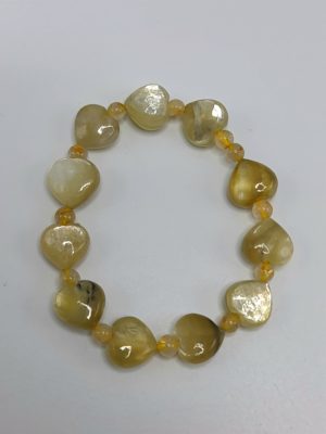 bracelet coeur lépidolite micca jaune