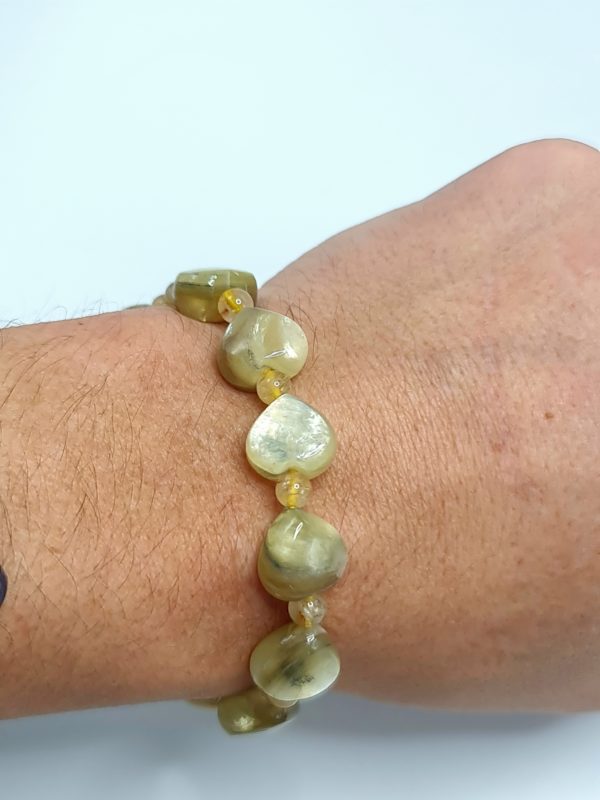 bracelet coeur lépidolite micca jaune