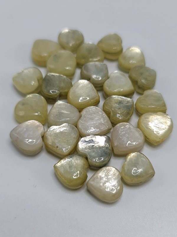 coeur lépidolite micca jaune percé