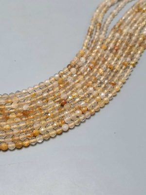 Perles facettés quartz rutile doré A 4mm