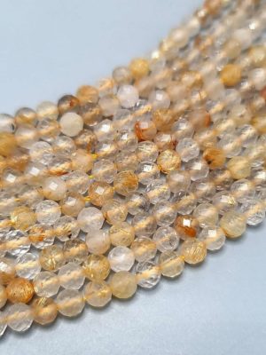 Perles facettés quartz rutile doré A 4mm