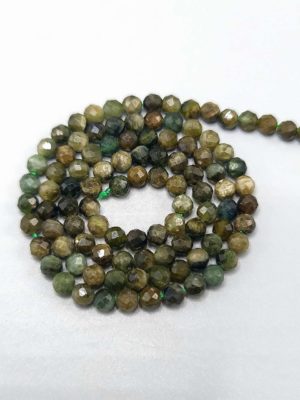 Perles facettés tourmaline verte 4mm