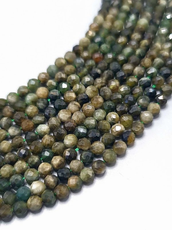 Perles facettés tourmaline verte 4mm