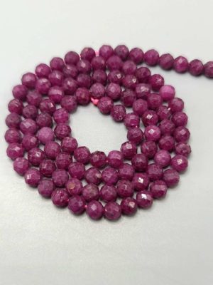 perles rubis A facetté 4mm