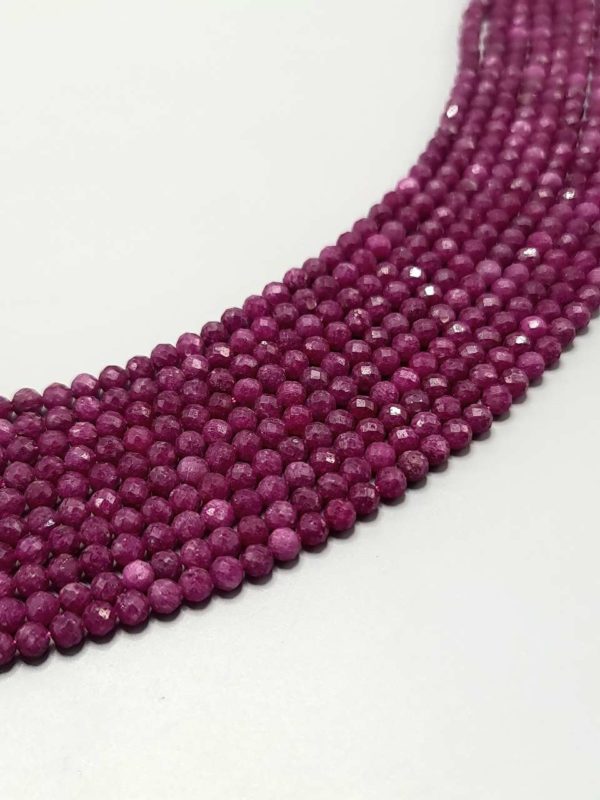 perles rubis A facetté 4mm