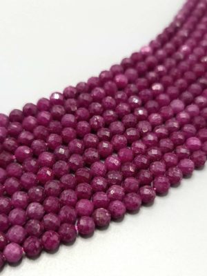 perles rubis A facetté 4mm