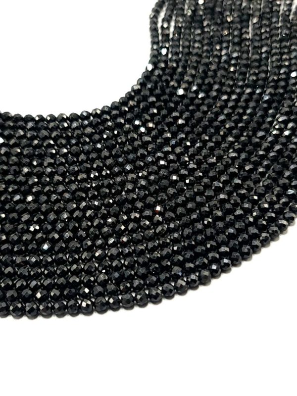 Perles facettés tourmaline noire 4mm