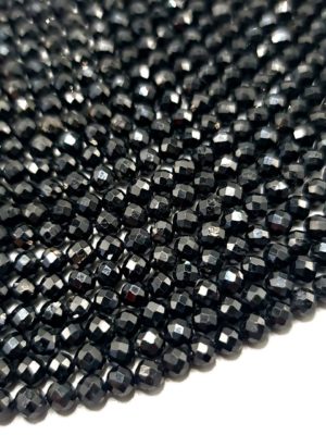 Perles facettés tourmaline noire 4mm