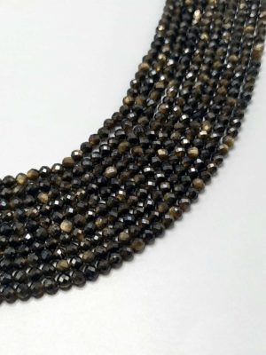 Perles facettées obsidienne dorée 4mm