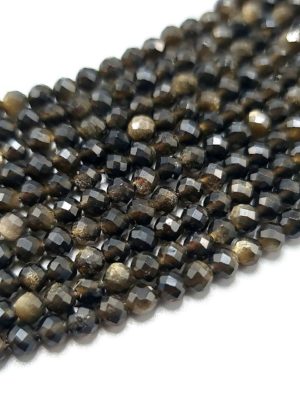 Perles facettées obsidienne dorée 4mm