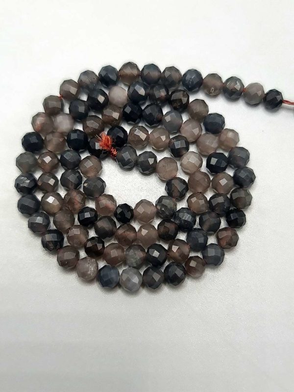 Perles facettées obsidienne argenté 4mm