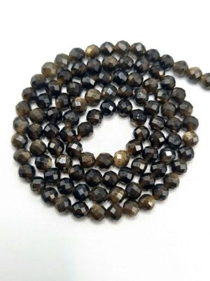 Perles facettées obsidienne dorée 4mm