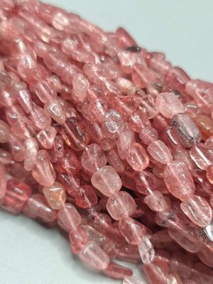 Perles quartz fraise nuggets