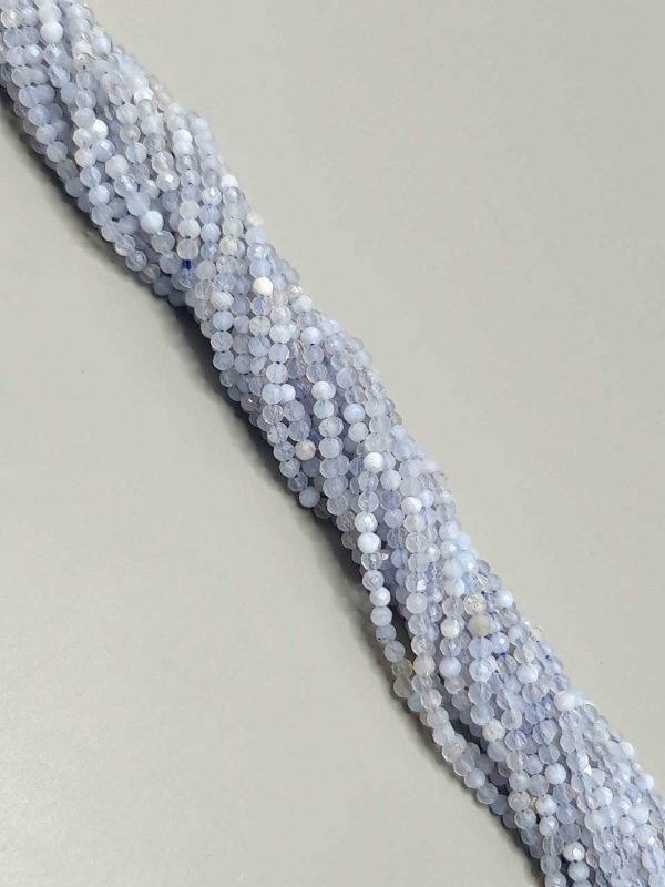 perles facetté calcédoine bleu 3mm