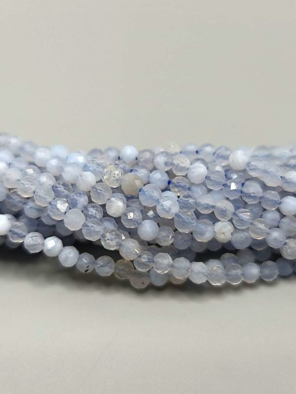 perles facetté calcédoine bleu 3mm