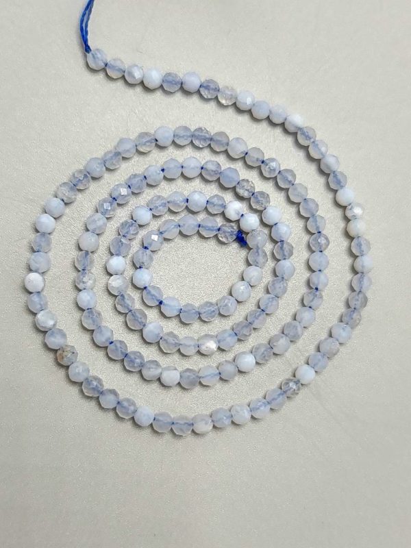 perles facetté calcédoine bleu 3mm